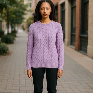 Rachel Zoe Sweater Cable Knit Crewneck Lilac Purple Size M